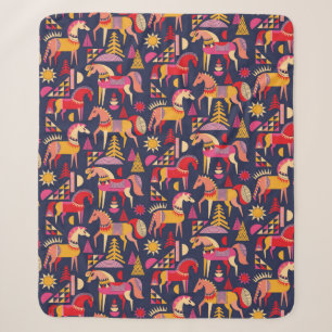 Cobertor Sherpa O padrão dos cavalos escandinavos é design. Deco
