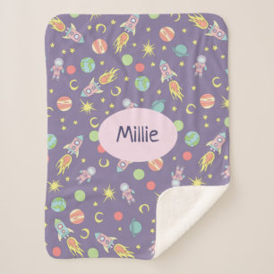 Cobertor Sherpa O padrão e o nome da garota de espaço para entre