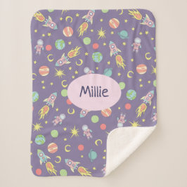 Cobertor Sherpa O padrão e o nome da garota de espaço para entrega