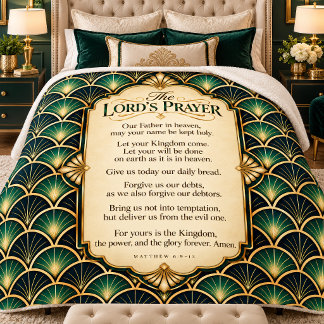 Cobertor Sherpa O Pai Nosso Esmeralda Verde Ouro Art Déco