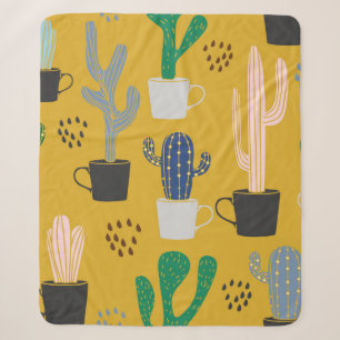 Cobertor Sherpa O plano de fundo do Cactus sem falhas. Manuscrito