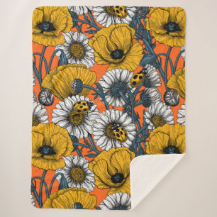 Cobertor Sherpa O prado em amarelo e azul