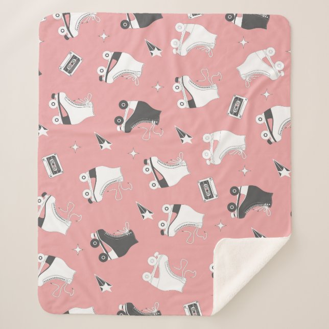 Cobertor Sherpa O rolo skate o padrão do cassete. (Frente)