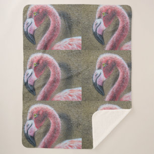 Cobertor Sherpa O rosa do flamingo do pássaro empluma-se o destino
