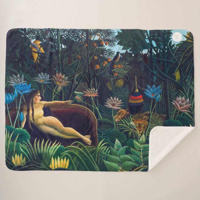 Cobertor Sherpa O Sonho | Henri Rousseau | (Frente (Horizontal))