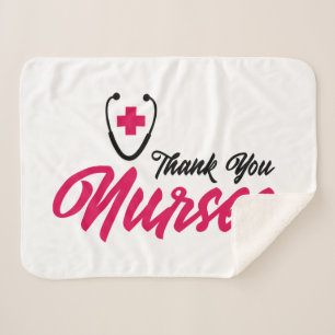 Cobertor Sherpa Obrigado Enfermeiras  Rosa