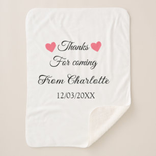 Cobertor Sherpa obrigado por vir adicione nome mensagem de texto 