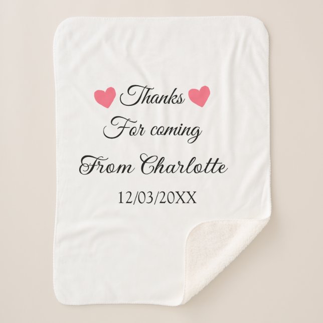 Cobertor Sherpa obrigado por vir mensagem de texto nome  (Frente)