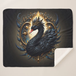 Cobertor Sherpa Obsidian Swan of Silent Grace – Dark Fantasy 