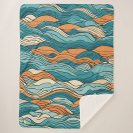 Cobertor Sherpa Ocean Currents: Stylized Wave Pattern