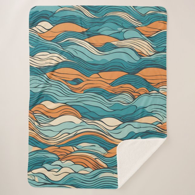Cobertor Sherpa Ocean Currents: Stylized Wave Pattern (Frente)