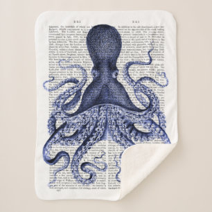 Cobertor Sherpa Octopus azul