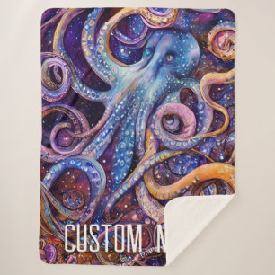 Cobertor Sherpa Octopus com nome personalizado Vida Aquática