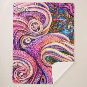 Cobertor Sherpa Octopus de Kraken Tentáculos Rosa