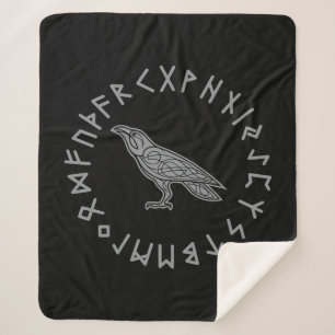 Cobertor Sherpa Odin Corvo do Corvo Mitologia Viking runas rúnico