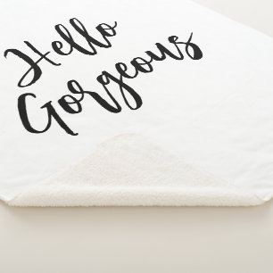 Cobertor Sherpa Olá Linda coberta de fleece sherpa branca bonita