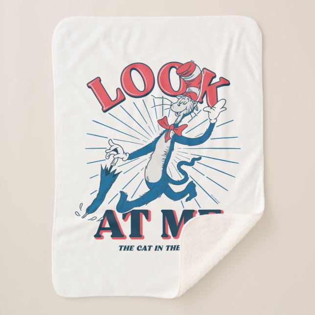 Cobertor Sherpa Olhe Para Mim Gato No Chapéu (Frente)