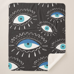Cobertor Sherpa Olho tribal asteca indígena desenhado à mão com pe
