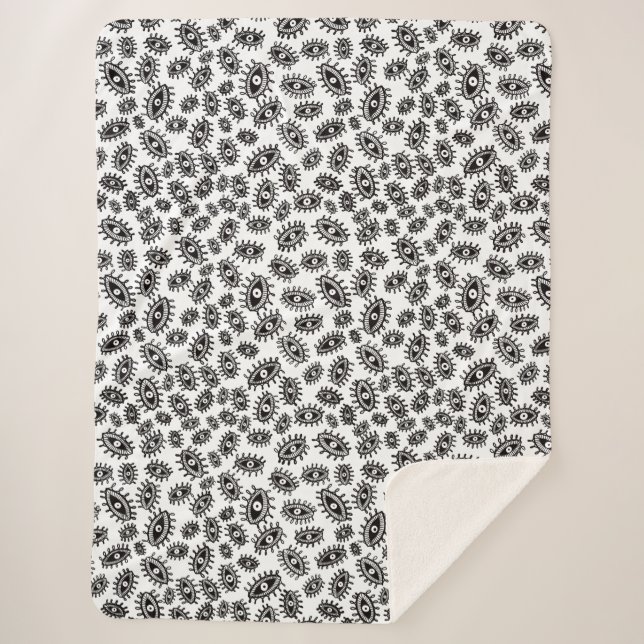 Cobertor Sherpa Olhos duplos brancos (Frente)