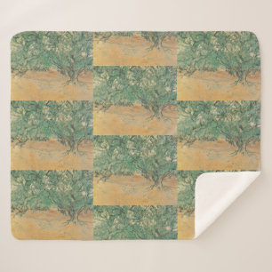 Cobertor Sherpa Oliveiral de Van Gogh - Arte da Natureza em Verde