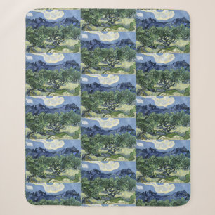 Cobertor Sherpa Oliveiras de Van Gogh - Arte Blue Mountain