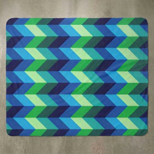 Cobertor Sherpa Ombre Azul Verde Chevron Médio