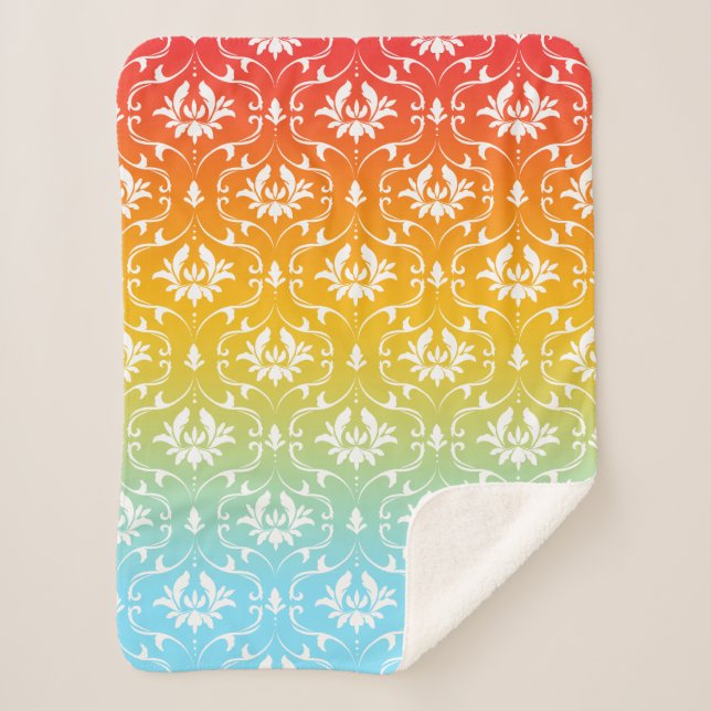 Cobertor Sherpa Ombre com Damask (Frente)