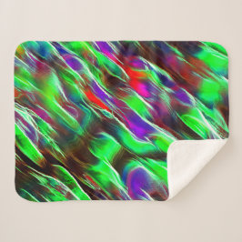 Cobertor Sherpa Ondas coloridas em verde, vermelho, roxo e lilás