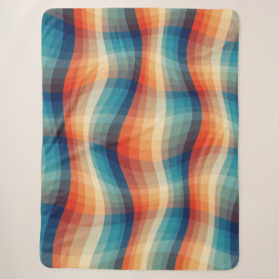 Cobertor Sherpa Ondas Coloridas Vintage Retro