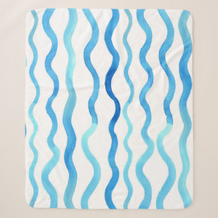 Cobertor Sherpa Ondas De Aquarela: Turquesa Azul Sem Vista.