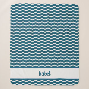 Cobertor Sherpa Ondas de Gradiente Azul Teal Personalizadas Costei