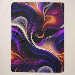 Cobertor Sherpa Ondas Ígneas - Roxo, Laranja e Dourado Abstrato Ou