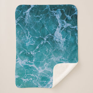 Cobertor Sherpa Ondas profundas do oceano azul