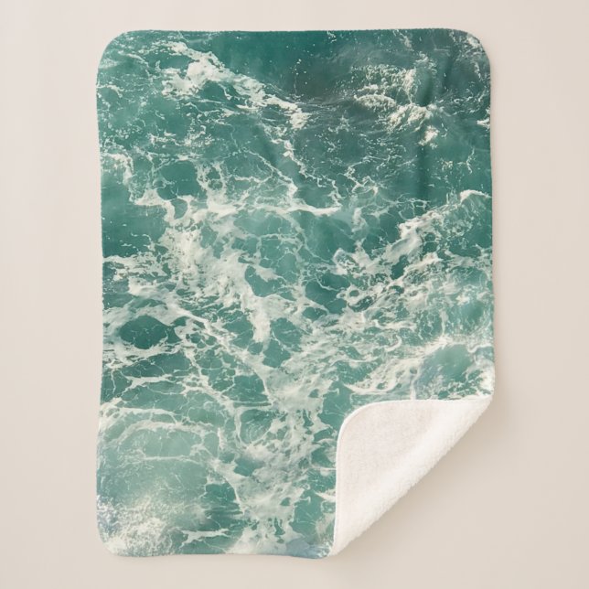 Cobertor Sherpa Ondas Verdes Azuis (Frente)