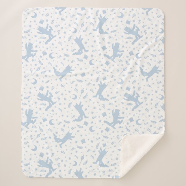 Cobertor Sherpa Onde o Wild Things Blue Floral (Frente)