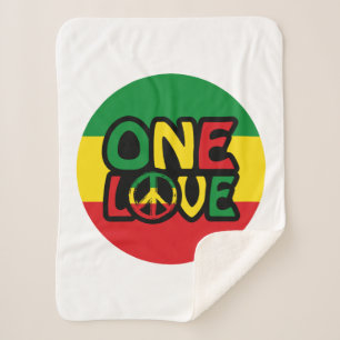 Cobertor Sherpa One Love, Reggae design com cores reggae