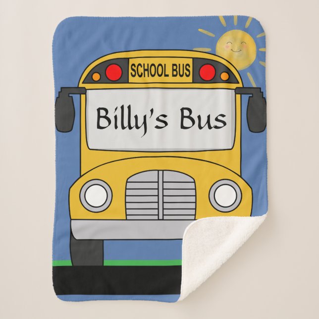 Cobertor Sherpa Ônibus escolar no sol. Personalizado (Frente)