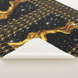 Cobertor Sherpa Opulent Galaxy Stream Liquid Gold Black Monochrome