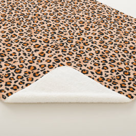 Cobertor Sherpa Orange and Brown Leopard Print