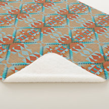 Orange Brown Aqua Turquoise Blue Arte Tribal