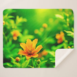 Cobertor Sherpa Orange Flower Bokeh Sunny