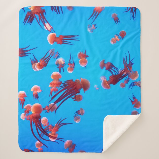COBERTOR SHERPA ORANGE JELLY FISH (Frente)