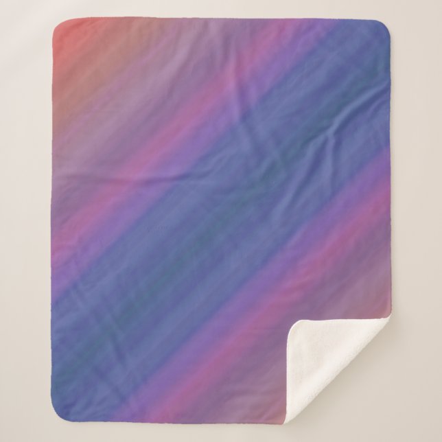 Cobertor Sherpa Orange Purple and Blue Stripes Abstract Pattern (Frente)