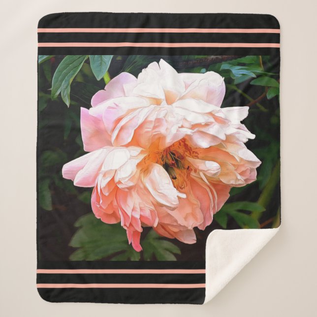 Cobertor Sherpa Orange Sherbert Romantic Peony (Frente)