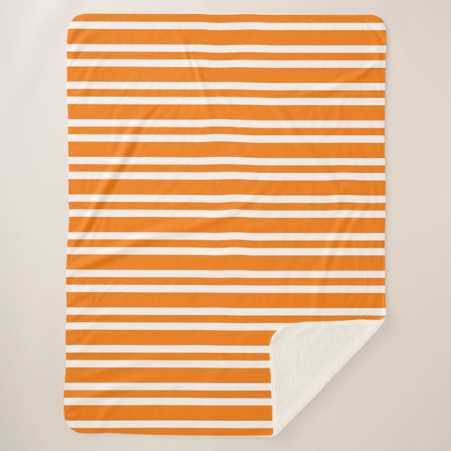 Cobertor Sherpa Orange White Stripes Pattern (Frente)