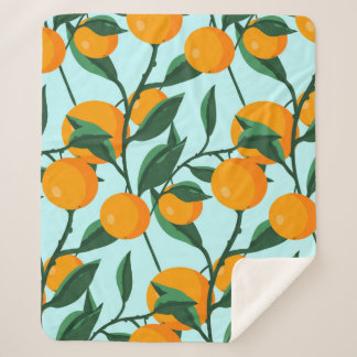 Cobertor Sherpa oranges on leaf branches seamless pattern, citrus