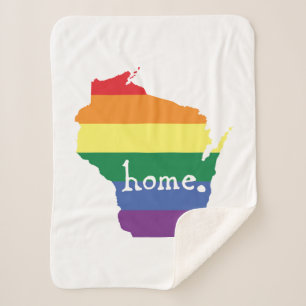 Cobertor Sherpa Orgulho gay de Wisconsin  Mapa do lar