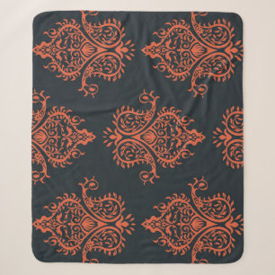 Cobertor Sherpa Oriental damask: padrão de colheita mediterrânico.