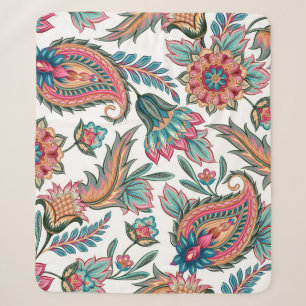 Cobertor Sherpa Oriental Paisley: Vintage Floral Sem Seiva