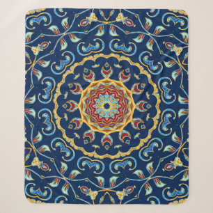 Cobertor Sherpa Oriental Watercolor Floral Mandala